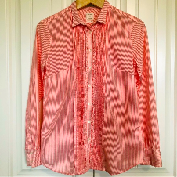 NWOT Gap Ruffle Tuxedo Button Down Womens Shirt - Picture 1 of 6